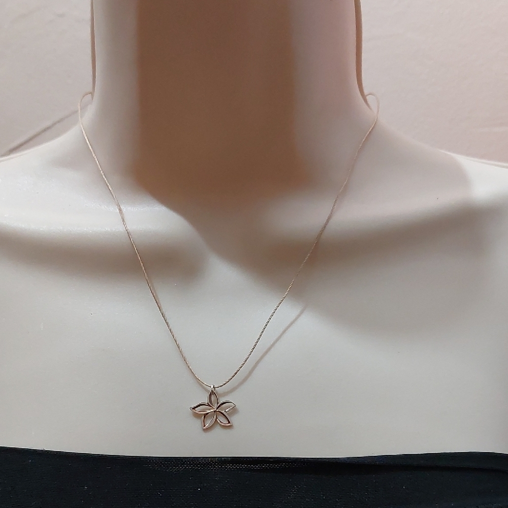 Leighton Lam Aloha Dainty Dancing Plumeria Flower Pendant Cotton Cord Necklace